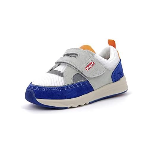 Kickers kikustom, scarpe da ginnastica unisex-bambini, blanc bleu orange, 33 eu
