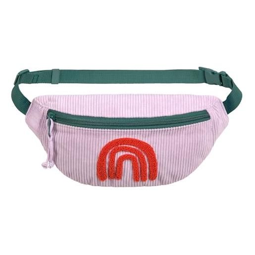 Lässig marsupio in velluto a coste per bambini borsa a spalla con tracolla regolabile/mini bum bag cord rainbow lilac