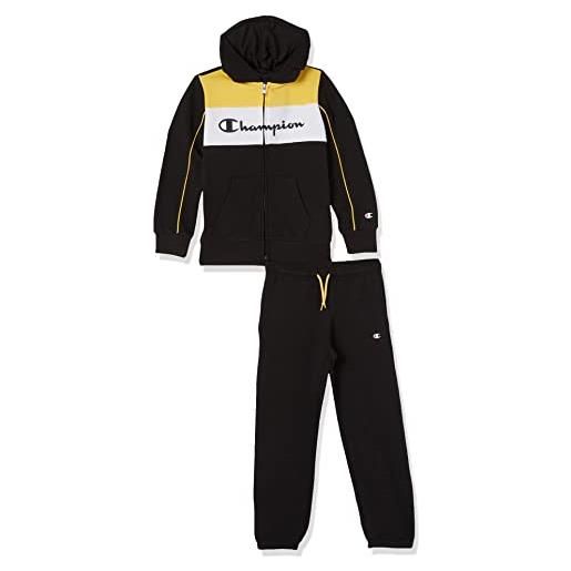 Champion legacy sweatsuits-powerblend color block hooded tuta sportiva, nero, xxs bambini e ragazzi