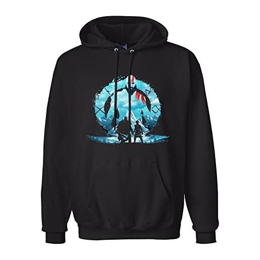 pocos men's kratos landscape printed pullover hoodies m
