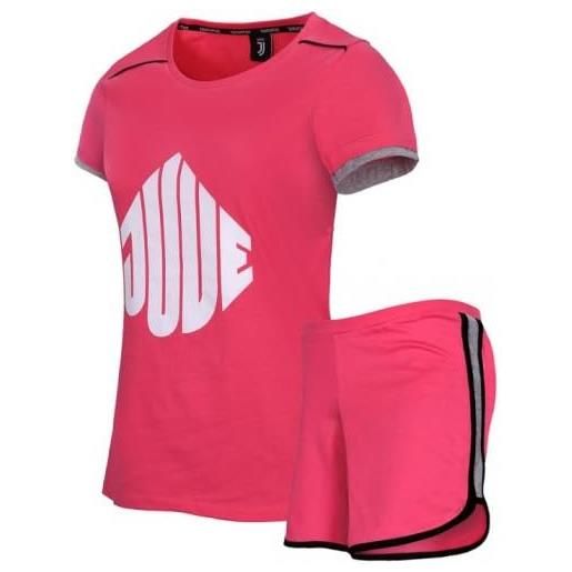 JUVENTUS pigiama donna maniche corte con pantaloncino prodotto ufficiale (46 l, rosa)