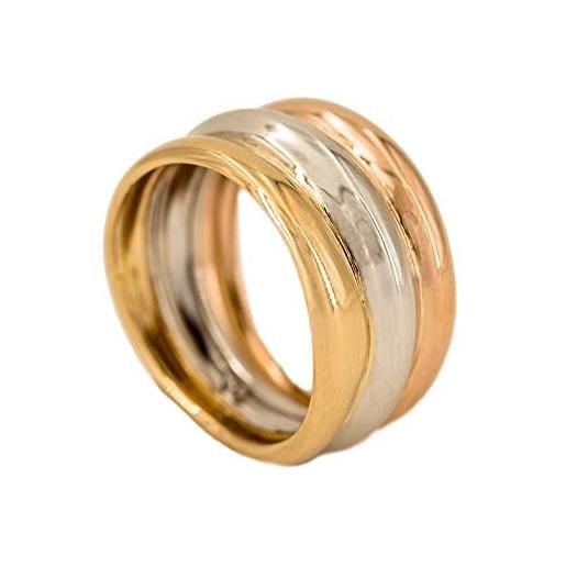 PRIORITY anello in oro 18 k con oro giallo, oro bianco e oro rosa, anello da donna | anello con zirconi | anello 18 kt | anello da regalo e tre ori, 20, cod. 66288-20