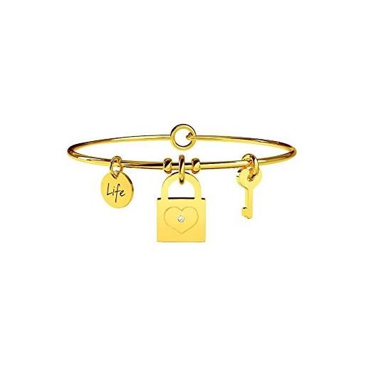 KIDULT life collection bracciale in acciaio pvd gold lucchetto chiave 231625