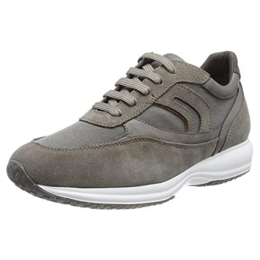 Geox uomo happy, scarpe da ginnastica, grigio, 45 eu