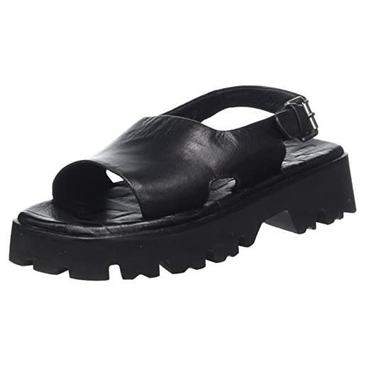 Shabbies Amsterdam shs1374-sandalo in morbida nappa, sandali piatti donna, nero, 39 eu