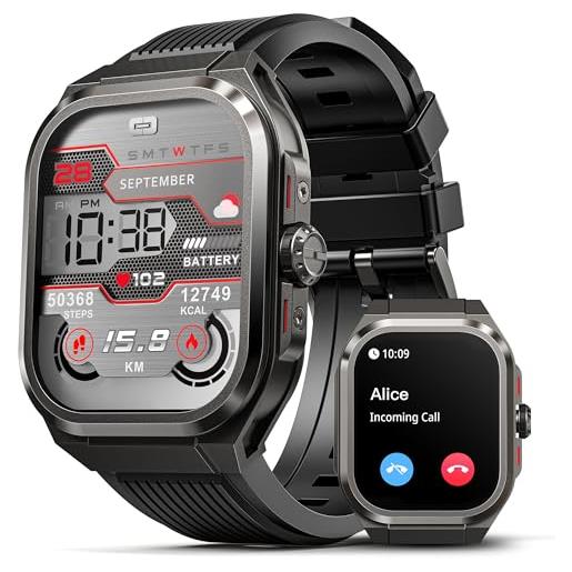 LAGENIO smartwatch uomo, 2,1 orologio smartwatch chiamate risposta, autonomia 26 giorni orologio digitale uomo, 24h cardiofrequenzimetro, ip68 impermeabile orologi sportivo, smart watch contapassi