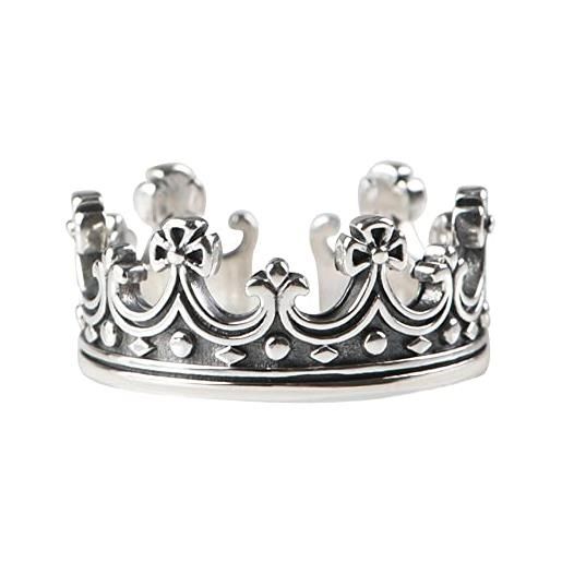 ForFox anello corona piccolo vintage in argento sterling 925 per donna e ragazza regolabile