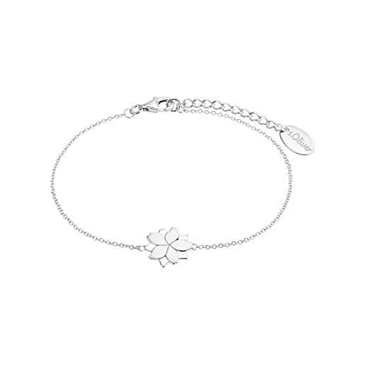 s.Oliver bracciale da donna in argento sterling 925, 17 + 3 cm, con fiore di loto, in confezione regalo, 2034193, 20 cm, argento sterling, senza gemme