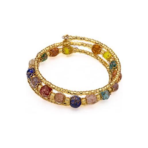 Sospiri Venezia bracciale donna 16 perle in vetro diametro 8 mm braccialetto originale vetro di murano gioiello idea regalo made in italy certificato (multicol)