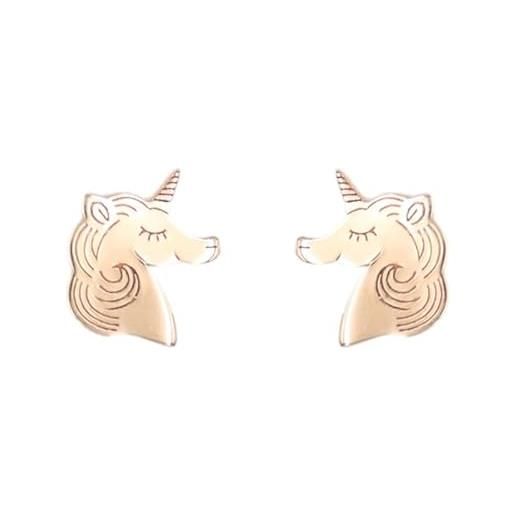 L'Atelier d'Azur - orecchini a forma di unicorno, in oro giallo, da bambino