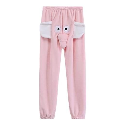 Caduola pantaloni del pigiama da uomo con elefante, pigiama divertenti pantaloni da elefante, pantaloni del pigiama da uomo con proboscide di elefante (l, rosa -a)
