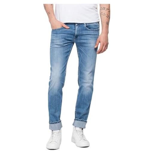 REPLAY jeans uomo anbass 573 bio stretch denim cotone biologico slim fit blu medio (w32/l32)
