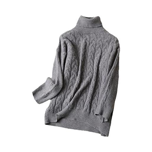 JJzex donne grigio lana dolcevita maglia maglione maglione maglione femminile elegante pullover top, grigio, l