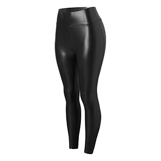 Generisch pantaloni in pelle da donna a vita alta, elasticizzati, marrone, sexy, senza cuciture, xxl, in ecopelle, taglie grandi, opache, in pelle, nero, in ecopelle, leggings in pelle xl, nero , m