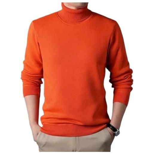 WOLONG autunno inverno dolcevita maglione uomini slim fit knit pullover mens solido casual lavorato a maglia maglione dolcevita maglieria, arancione, m