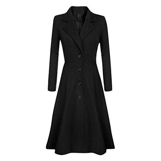 NHNKB trench cappotto da donna elegante trench da donna, lungo, lungo, lungo, da donna, con giacca, con bottone, trench lungo, da donna, cappotto giallo, nero , xl