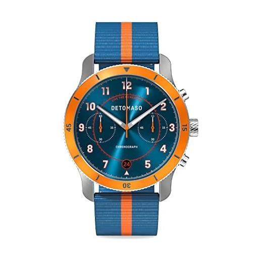 De. Tomaso venture chronograph limited edition blue orange - orologio da polso da uomo, analogico, al quarzo, cinturino in nylon blu, blu, cinghie
