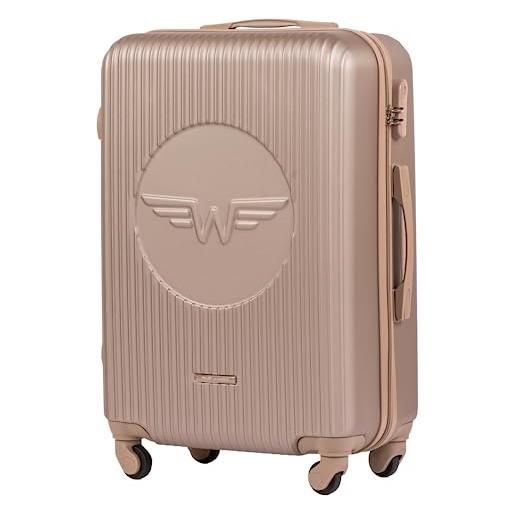 W WINGS wings luggage carrello spazioso - valigia leggera per aeroplano - custodia lussuosa e moderna con impugnatura telescopica a due stadi e lucchetto a combinazione