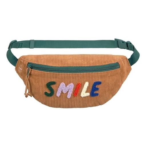 Lässig marsupio in velluto a coste per bambini borsa a spalla con tracolla regolabile/mini bum bag cord smile caramel