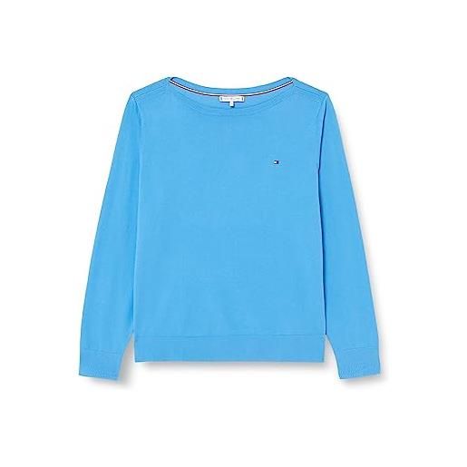 Tommy Hilfiger pullover donna jersey boat-neck pullover in maglia, blu (iconic blue), 46