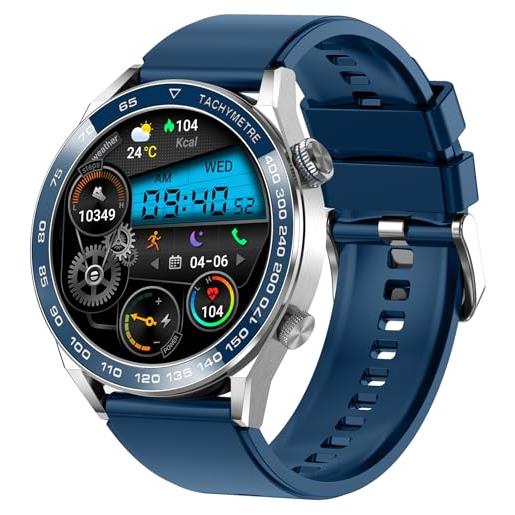 paazomu smart watch da uomo per android ios, bluetooth chiamate con cardiofrequenzimetro/monitoraggio del sonno, fitness tracker, 1,46 pollici full touch screen ip67 impermeabile in acciaio inox business