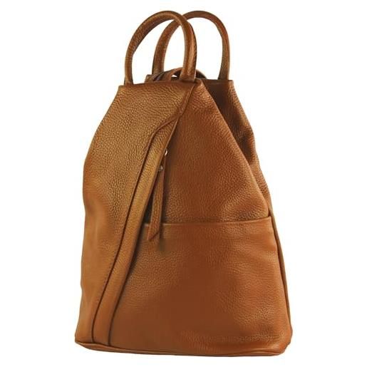modamoda de - t180 - ital borsa da donna zaino in nappa, colore: cognac
