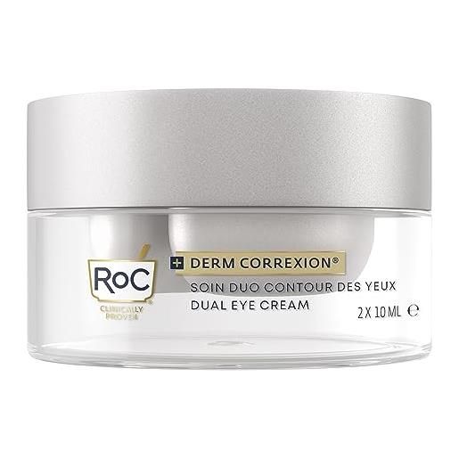 RoC - derm correxion doppia crema occhi - 2 in 1 per un lifting del contorno occhi - gel per la parte superiore e crema per quella inferiore - anti borse e anti occhiaie - ipoallergenico - 10 ml