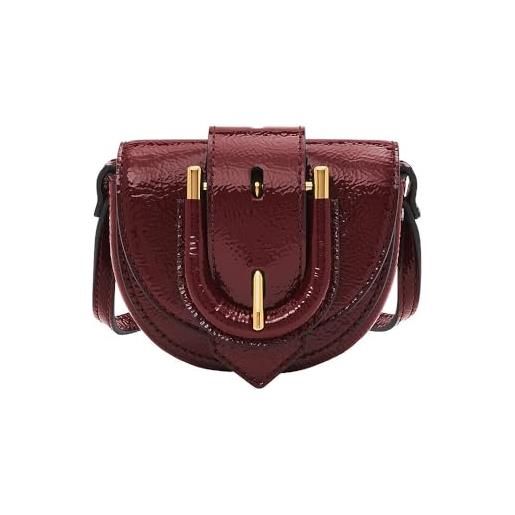 Fossil donna, micro flap crossbody harwell in pelle laccata, rossa