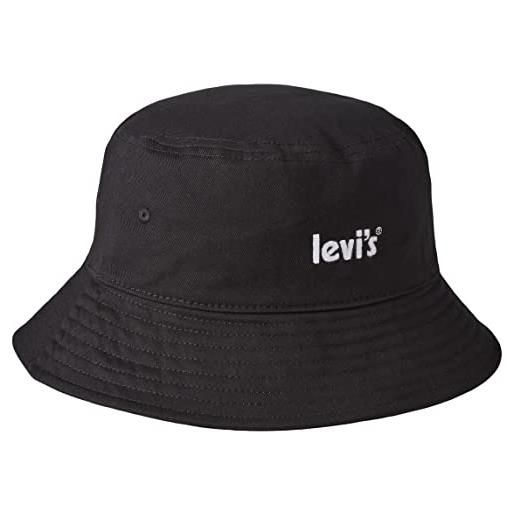 Levi's poster logo bucket hat ov cappello a falda larga, nero regolare, l uomo
