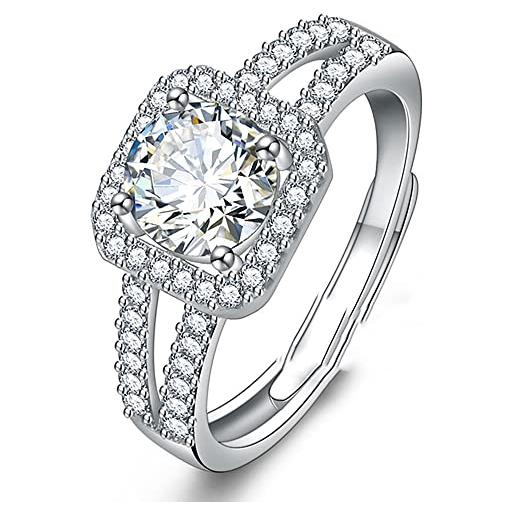 24 JOYAS anello pietra luminosa di fidanzamento regolabile - fedi anello poligonale amore romantico donna, lega di metallo, zirconia cubica