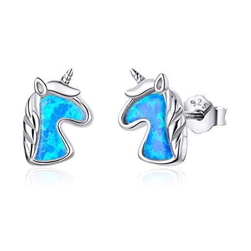 GemKing sce815-a unicorn opal earrings-light blue s925 sterling silver earring