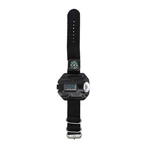Akozon fydun guarda orologio sportivo digitale con torcia a led e bussola orologio elettronico impermeabile adatto per esterni(nero)