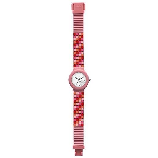 HIP HOP orologio donna mosaic quadrante bianco e cinturino in silicone rosa, movimento solo tempo - 3h quarzo