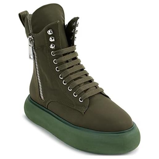 DKNY scarpe da donna aken, sneaker boot w/inside zip, esercito, 38.5 eu