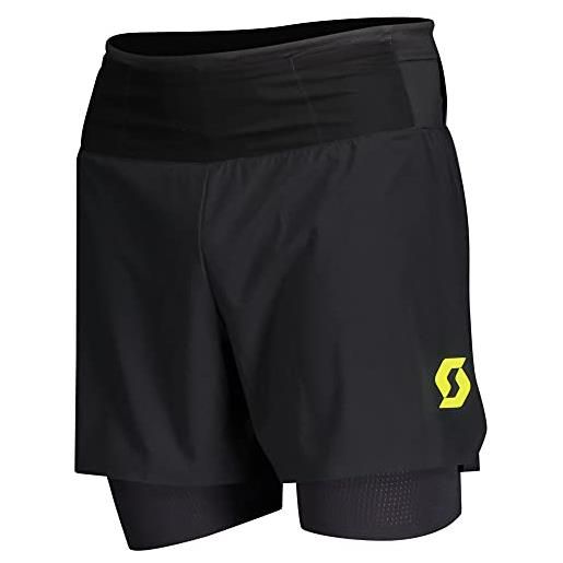 Scott pantalon corto hybrid ms rc run, bermuda uomo, black/yellow, 