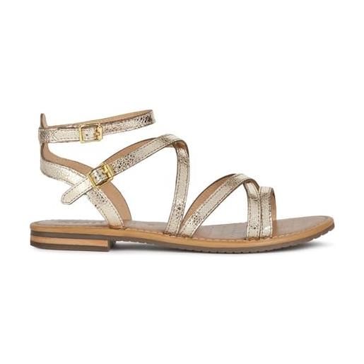 Sandali Geox D Sozy Plus G Donna | In Pelle Con Suola Gomma | Punta Aperta E Comodi | Tacco Piatto