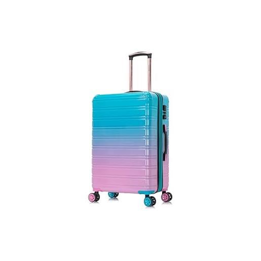 CELIMS - valigia in policarbonato, blu e rosa, moyenne, ◇ materiale policarbonato rigido, solido. 