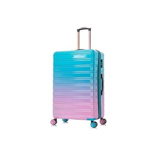 CELIMS - valigia in policarbonato, blu e rosa, grande, ◇ materiale policarbonato rigido, solido. 