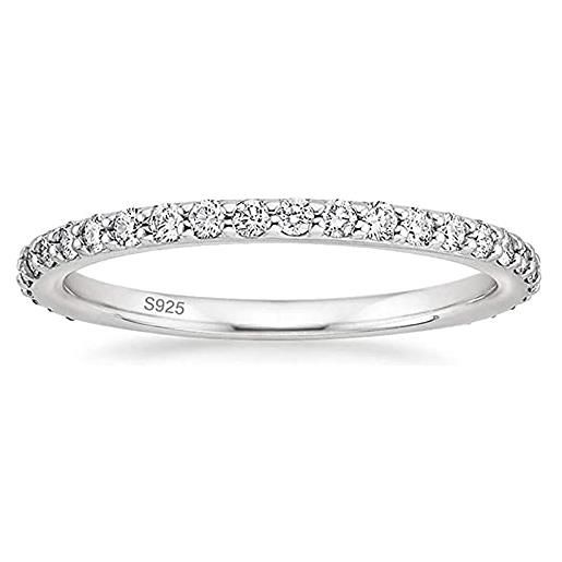 Zakk eternity anello da donna in argento 925 con zirconi pieni anelli di fidanzamento fedi nuziali 2 mm (argento, 57 (18.1))