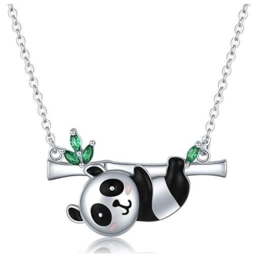 Midir&Etain collana con panda collana in argento sterling 925 con pendente a forma di panda fortunato, gioielli con animali carini, regali di panda per donne, ragazze, fidanzate