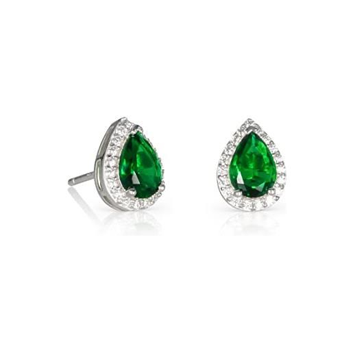 Diamond Treats orecchini donna argento 925, orecchini a goccia con pietre zirconi verde smeraldo, orecchini di pere in argento 925 per donna e ragazza, orecchini verdi con una confezione regalo