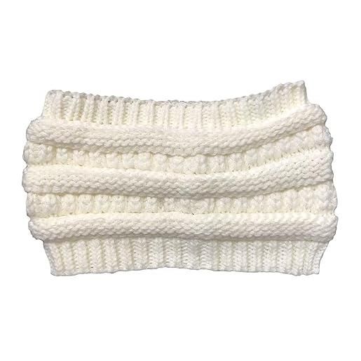 osiuujkw caldo cappello di lana con fascia per capelli cappelli invernali cappellini elastici accessori per capelli donna, bianco