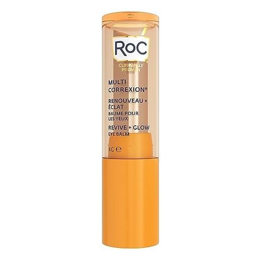 RoC - multi correxion revive + glow balsamo occhi - formula alla vitamina c e ai peptidi - riduzione delle cricche scure e delle borse - applicazione senza contatto - ipoallergenico - 4g