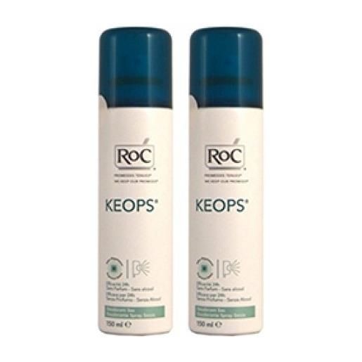 Roc keops deodorante spray fresco senza profumo 48h pelle normale 2x100 ml