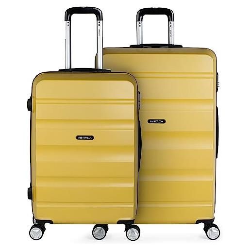 ITACA - set valigie - set valigie rigide offerte. Valigia grande rigida, valigia media rigida e bagaglio a mano. Set di valigie con lucchetto combinazione tsa t71616, senape