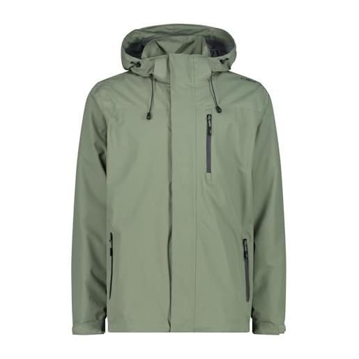 CMP - giacca da pioggia da uomo con cappuccio removibile, salvia, 58