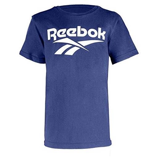Reebok maglietta lit vector stacked logo maglietta bambini, bambino, maglietta, h43033rb, royal, 3-4 años