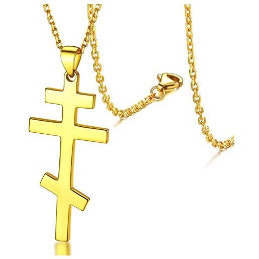 FaithHeart collana croce ortodossa russa uomo donna collana crocifisso con pendente gesù per religiosi come regali con confezione regalo