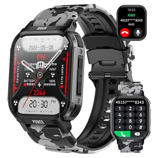 LEMFO smartwatch, 1.85 orologio smartwatch uomo con effettua o risposta chiamate, smart watch con cardiofrequenzimetro, spo2, sonno, contapassi, orologio sportivo fitness tracker per android ios