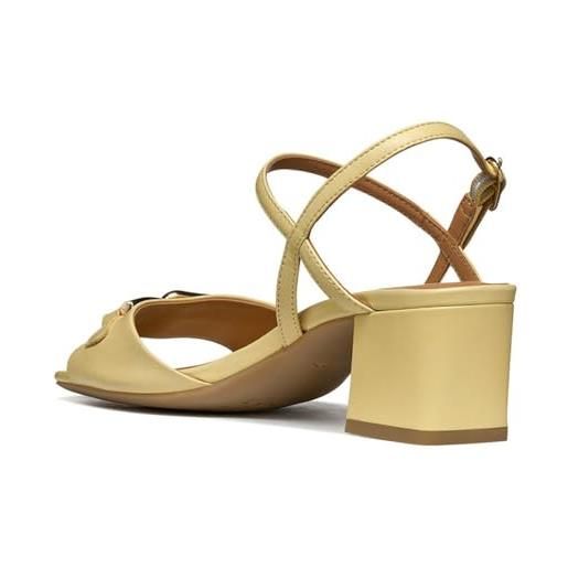 Geox d new eraklia 50, sandalo con tacco donna, beige, 38.5 eu